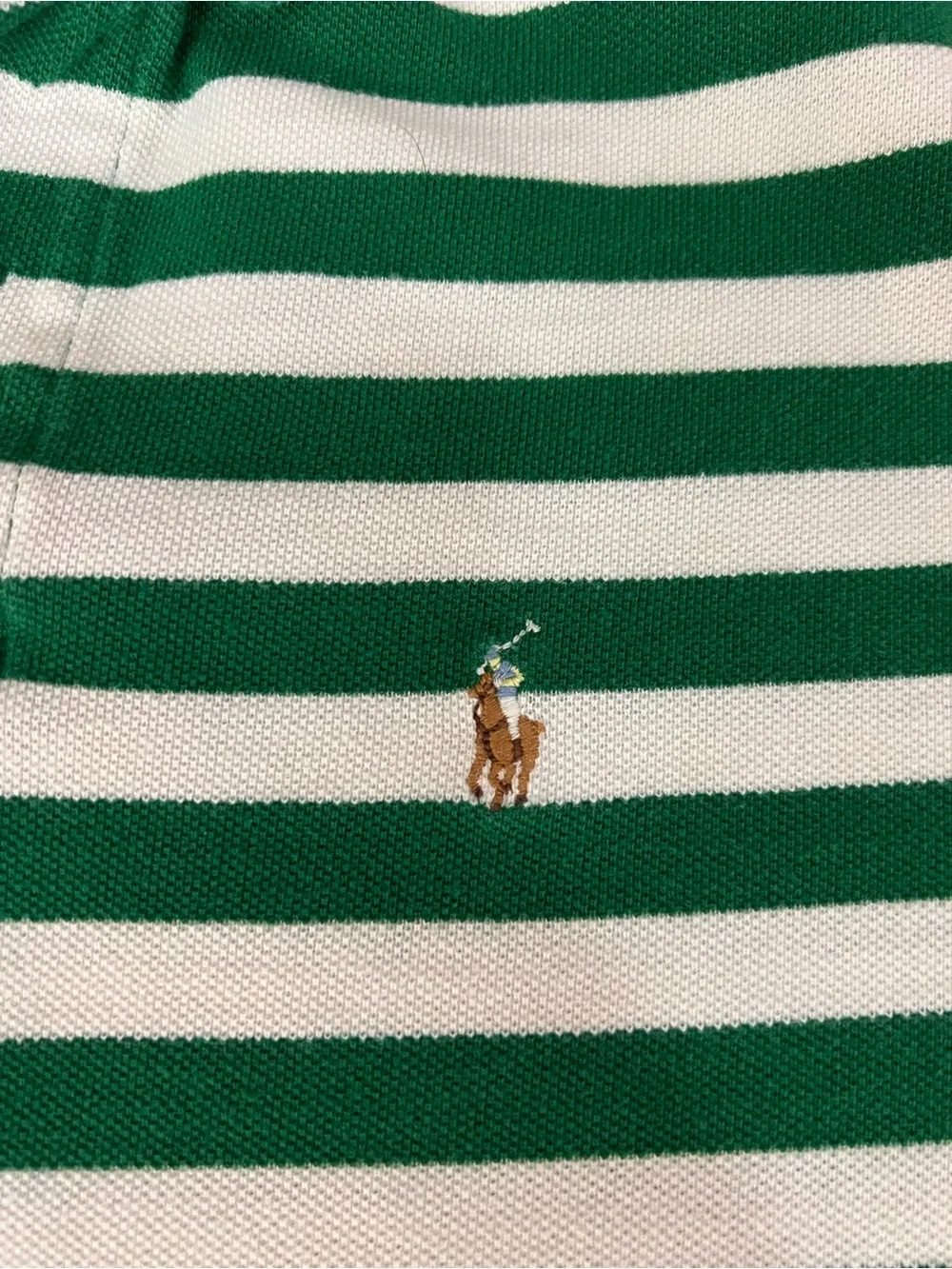 Ralph Lauren Green & White Striped Kids Polo